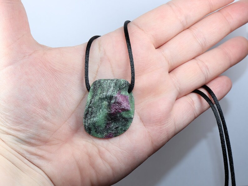 Ruby in zoisite | necklace with cord or silver 925 --- stone size: 35 x 29 mm / 1.38 x 1.14 inches image 8