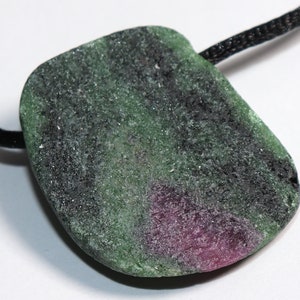 Ruby in zoisite | necklace with cord or silver 925 --- stone size: 35 x 29 mm / 1.38 x 1.14 inches image 6