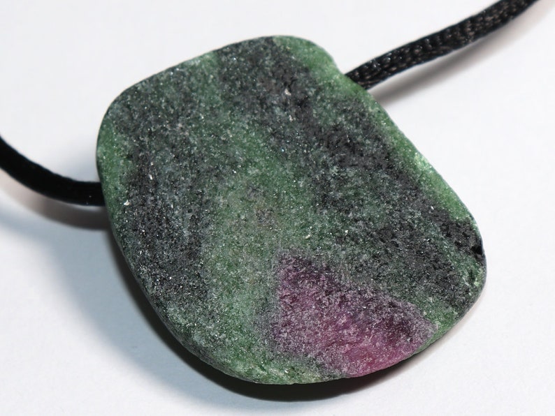 Ruby in zoisite | necklace with cord or silver 925 --- stone size: 35 x 29 mm / 1.38 x 1.14 inches image 6