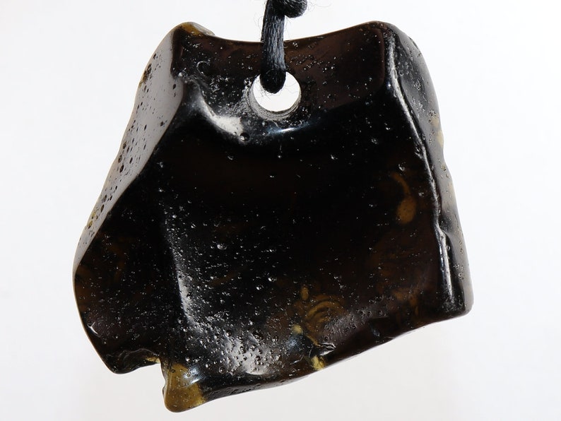-- stone size necklace 34 x 33 mm 1.34 x 1.30 inch Tektite on leather strap cotton cord