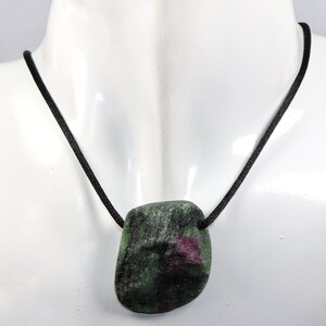 Ruby in zoisite | necklace with cord or silver 925 --- stone size: 35 x 29 mm / 1.38 x 1.14 inches image 2