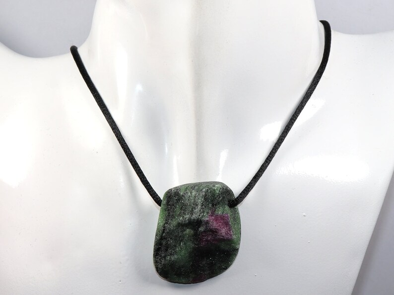 Ruby in zoisite | necklace with cord or silver 925 --- stone size: 35 x 29 mm / 1.38 x 1.14 inches image 2