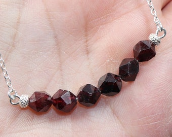 Garnet | necklace with silver 925 --- custom length