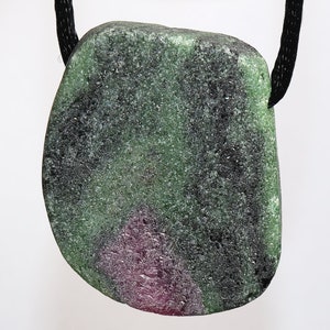Ruby in zoisite | necklace with cord or silver 925 --- stone size: 35 x 29 mm / 1.38 x 1.14 inches image 4