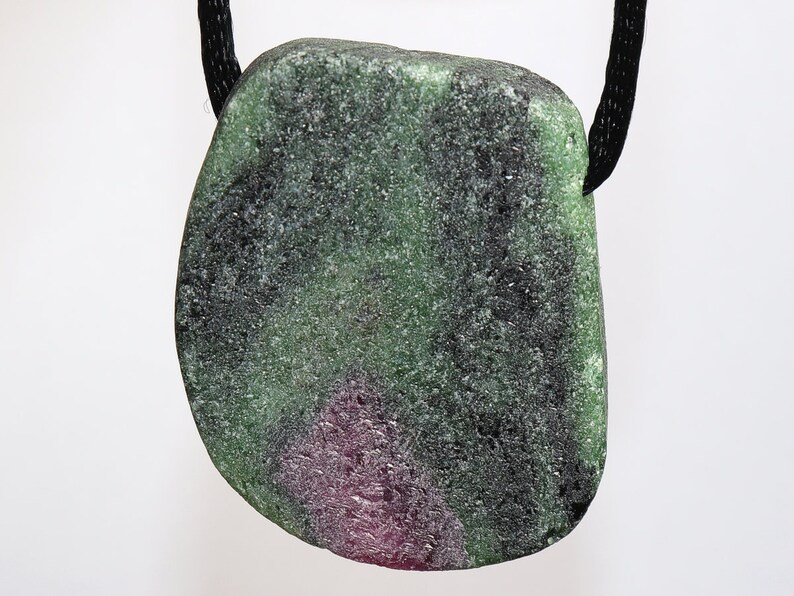 Ruby in zoisite | necklace with cord or silver 925 --- stone size: 35 x 29 mm / 1.38 x 1.14 inches image 4