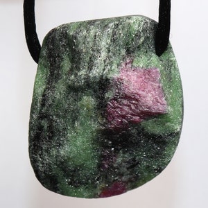 Ruby in zoisite | necklace with cord or silver 925 --- stone size: 35 x 29 mm / 1.38 x 1.14 inches image 7