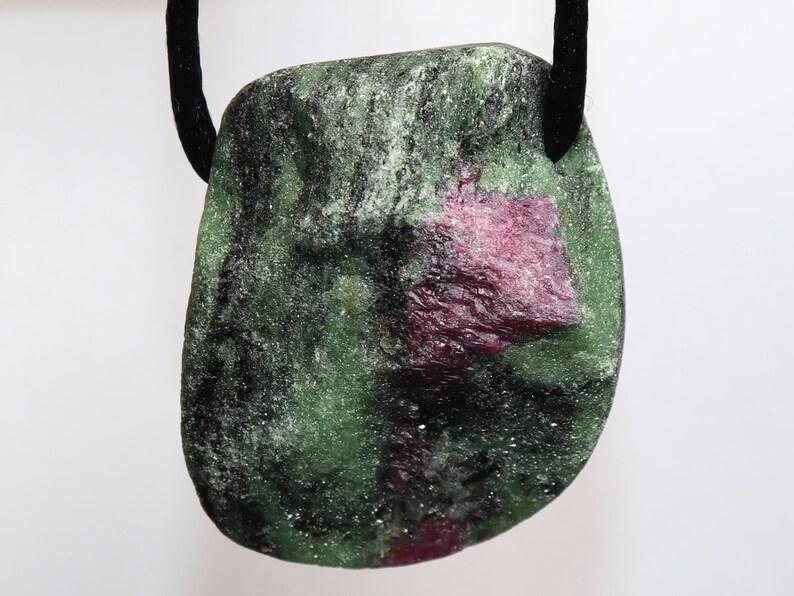 Ruby in zoisite | necklace with cord or silver 925 --- stone size: 35 x 29 mm / 1.38 x 1.14 inches image 7