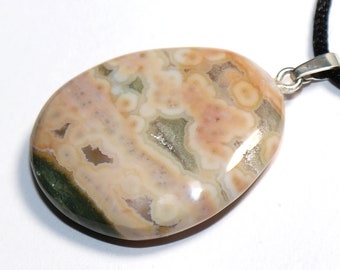 Ocean jasper | necklace with cord or silver 925 --- stone size: 37 x 30 mm / 1.46 x 1.18 inches