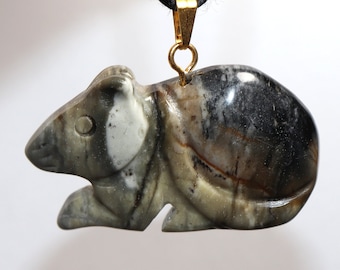 Picasso marble (rat) | necklace with cord or silver 925 --- stone size: 19 x 33 mm / 0.75 x 1.30 inches