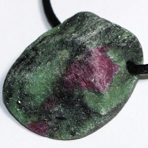 Ruby in zoisite | necklace with cord or silver 925 --- stone size: 35 x 29 mm / 1.38 x 1.14 inches image 5