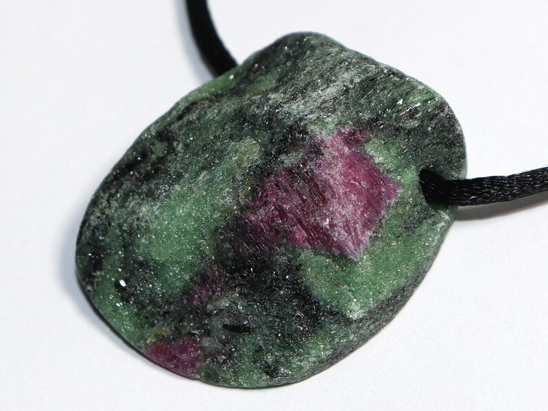 Ruby in zoisite | necklace with cord or silver 925 --- stone size: 35 x 29 mm / 1.38 x 1.14 inches image 5