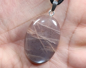 Moonstone | necklace with cord or silver 925 --- stone size: 34 x 23 mm / 1.34 x 0.90 inches