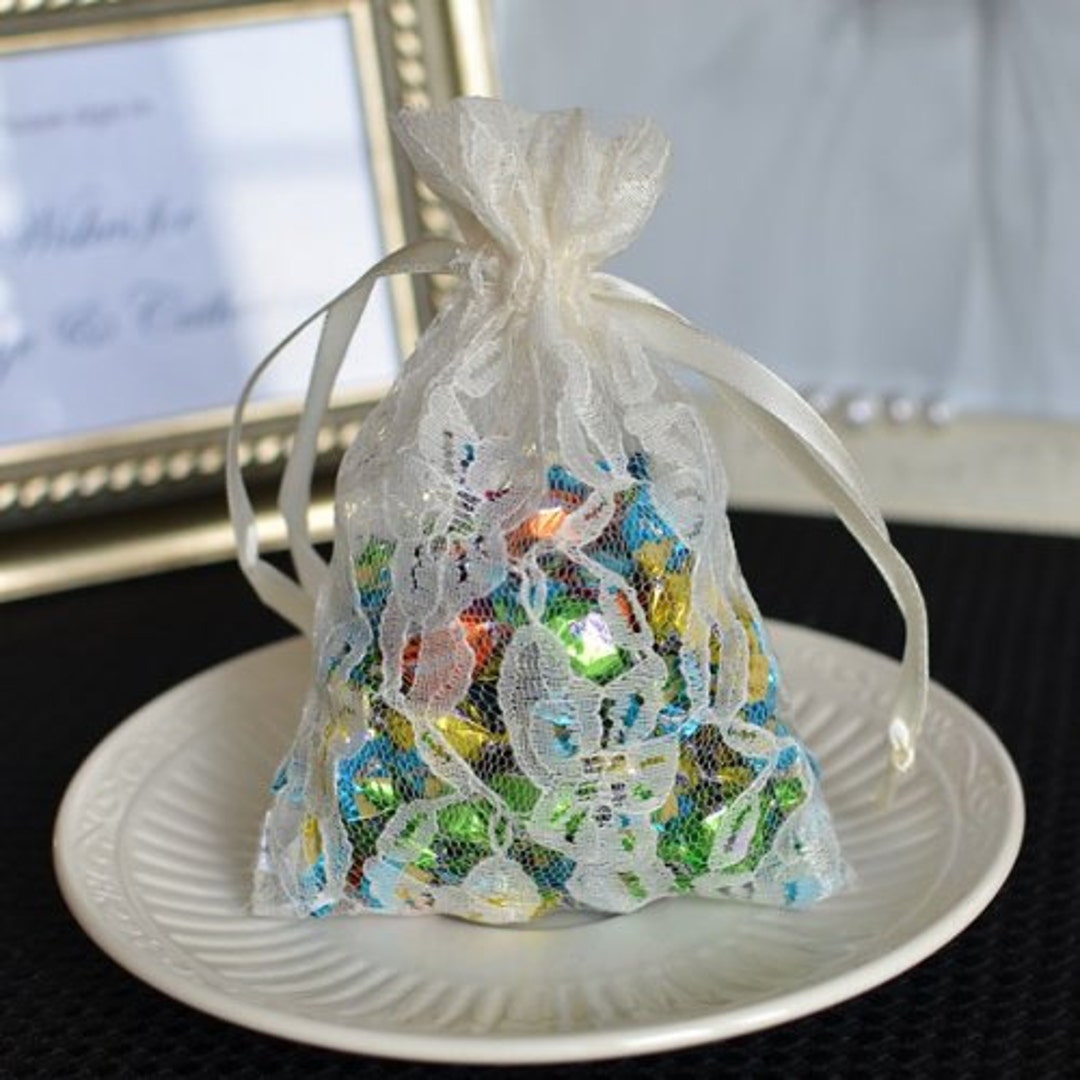 12 Ivory White Lace Gift Wrap Pouches Favor Bags Potpourri Etsy