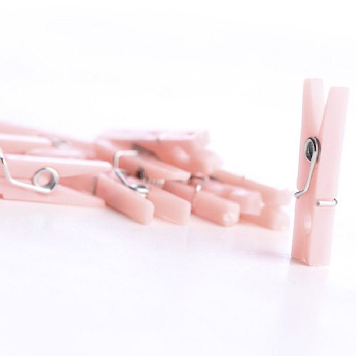 48 Mini Pink Clothes Pins 1.25 Clothespin Game Wedding Baby Shower Games,  DIY Craft Supplies, Baby Girl Gender Reveal Party Decoration 