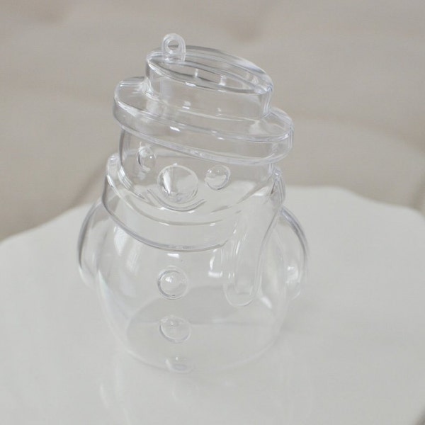 6x Clear Plastic Snowman Fillable Container Favor Box DIY Paintable Ornament Wedding Gift Jewelry Box Ornament Craft Supply Free Shipping