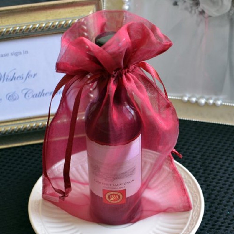 10 Burgundy Organza Favor Pouches 6x9 Gift Bags Red Gift Etsy