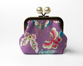 Small Pouch, Kisslock Coin Purse, Change Pouch, Coin Purse, Metal Frame Purse, Travel Jewelry Bag, Purse Accessory, Organizer, Butterflies