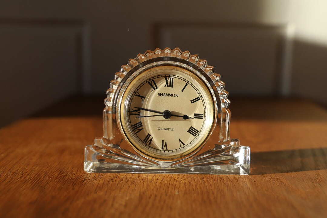 Shannon Quartz Clock in Crystal Glass Lead Glass Mantle Etsy