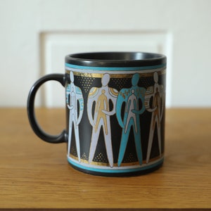 Vintage Black Mug 1988 Laurel Burch Talismen Made in Japan