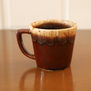 Vintage 70s Kathy Kale Brown Mug with White Glaze Drip | Classic Mid Century Coffee Mug