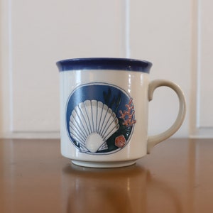 Otagiri Ocean Themed Scallop and Coral Mug | Vintage Beachy Japanese Mug