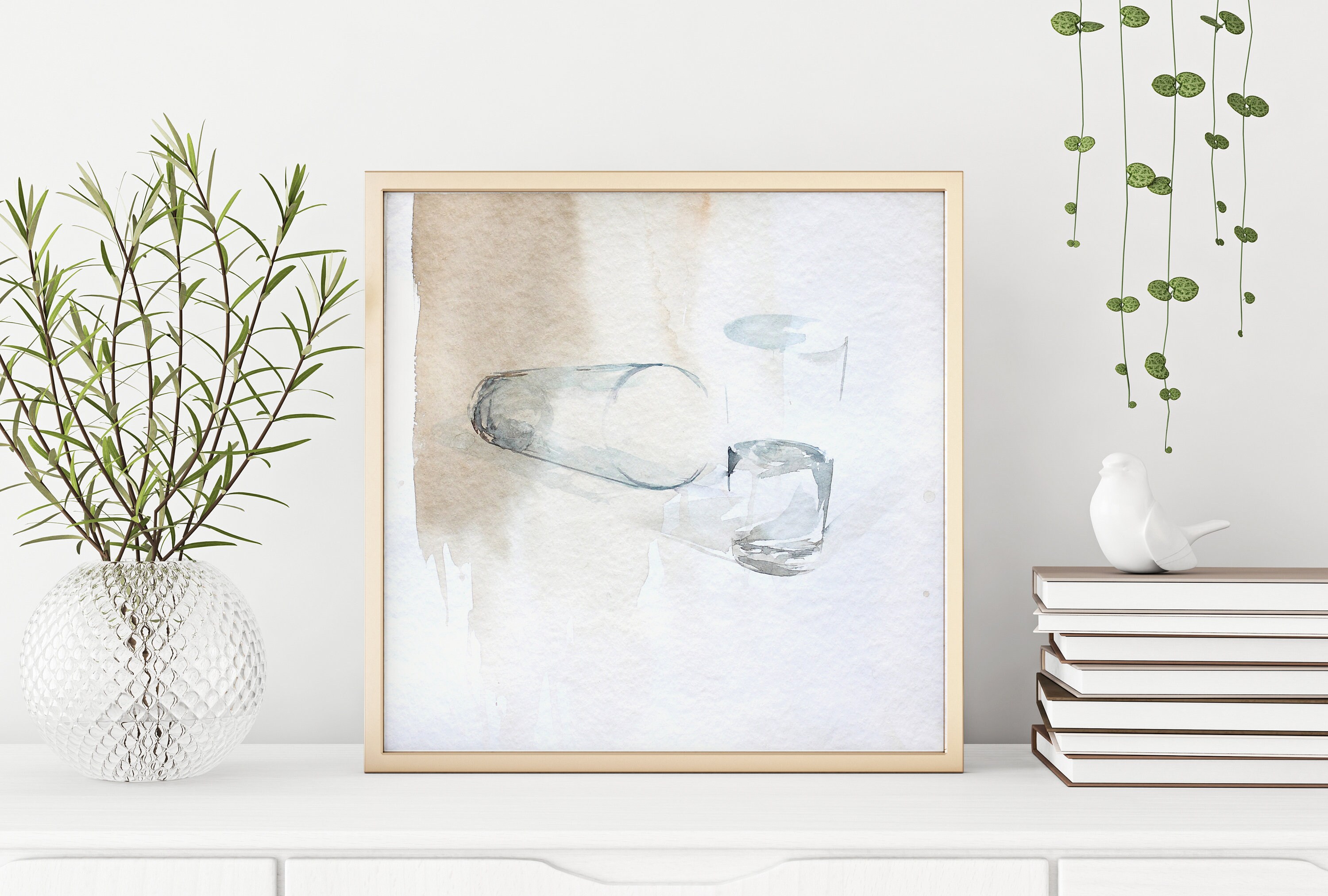 Watercolor Cup Original Watercolor Glass Home Art Decor Etsy