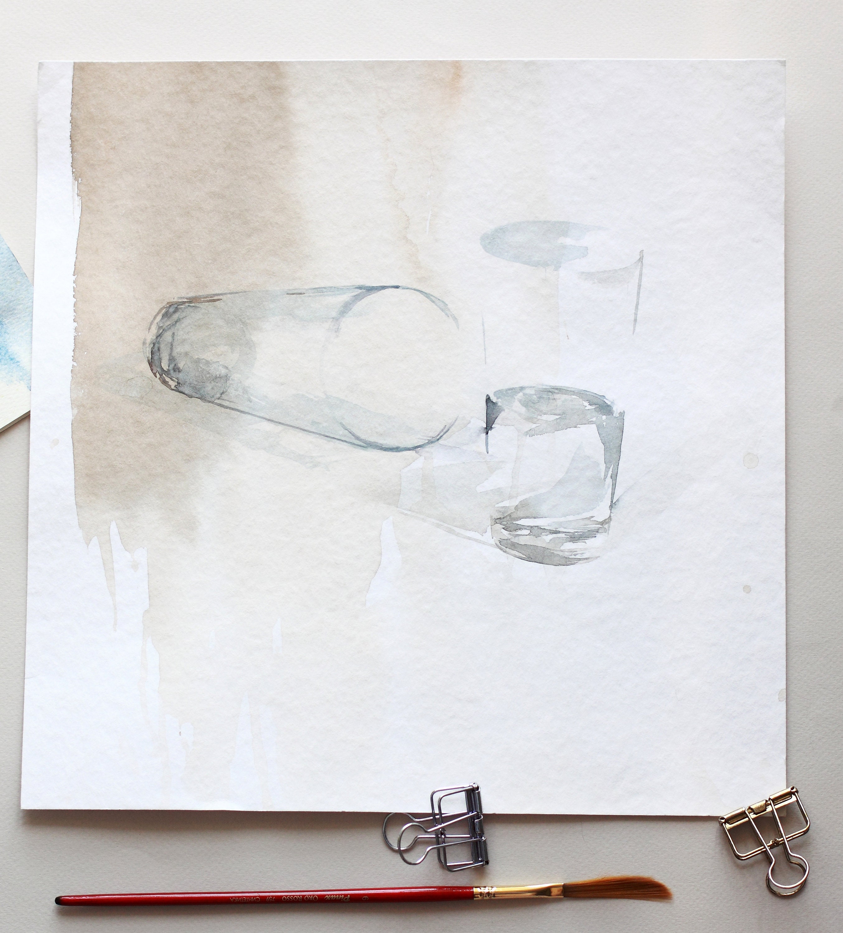 Watercolor Cup Original Watercolor Glass Home Art Decor Etsy