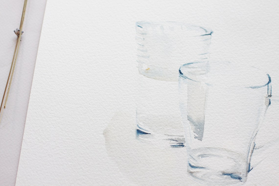 Glass watercolor Cup Painting Home Wall Decor Etsy