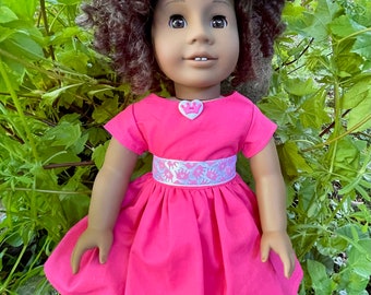 18 inch doll dress and matching hair bow