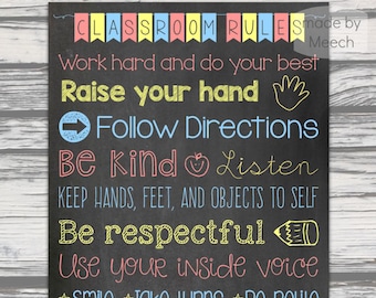 Chalkboard Classroom Rules, Instant Download, Editable Classroom ...