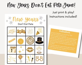 SALE! New Years Don't Eat Pete Game, New Years Eve Game, New Years Eve Printable, 2024 Printable Game, New Years Game, Don't Eat Pete