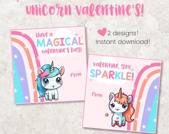 Unicorn Valentine, Unicorn Valentine Card, Cute Valentines, Magical Valentines, Sparkle Valentines, Classmate Valentines, Preschool Vday