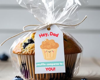 Funny Father's Day Muffin Gift Tags: Printable PDF (2.25x3.5 in