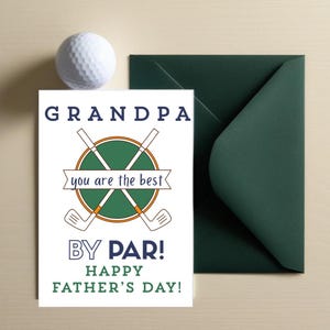 Tarjeta imprimible para el Día del Padre con temática de golf para el abuelo, tarjeta para el Día del Padre con temática de golf para nietos, tarjeta para imprimir en casa para el abuelo, temática de golf