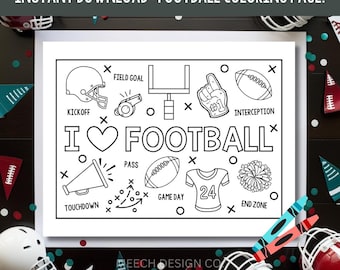 Football Coloring Page: Kids' Party Activity (Digital Download)