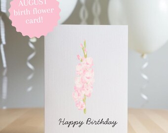 Gladiolus Birthday Card: August Birth Flower (PDF Printable)