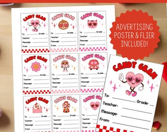 Printable Candy Grams, PTA/PTO Candy Grams, Retro Candy Grams, School Candy Grams, Cute Candy Grams, Fun Valentine's Grams, Valentine Grams