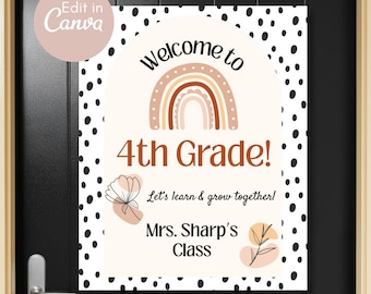 Editable Boho Classroom Welcome Poster: Spotty Theme (Digital Download)