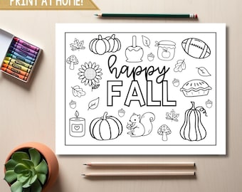 Página para colorear de otoño: Diseño otoñal imprimible para niños y adultos (Descarga PDF)