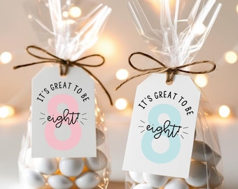 It&#39;s Great to be Eight Printable Gift Tags, LDS Baptism Favors, Great to be 8, Baptism Decor, Baptism Gift, LDS Primary Gift Tag