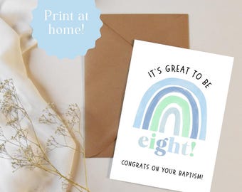 LDS Baptism Card: Rainbow