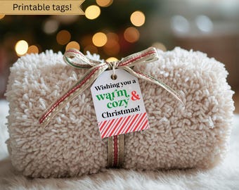 Etiqueta de regalo cálida y acogedora, etiqueta de regalo para calcetines navideños, etiqueta de regalo para manta, etiqueta navideña cálida y acogedora, regalo para un amigo, etiqueta de regalo para un vecino