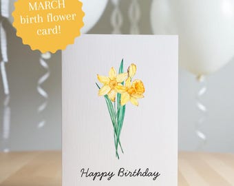 Daffodil Birthday Card: March Birth Flower (Printable PDF)