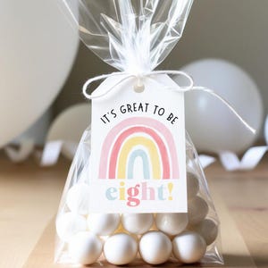 It&#39;s Great to be Eight Rainbow Printable Gift Tags, LDS Baptism Favors, Great to be 8, Baptism Decor, Baptism Gift, LDS Primary Gift Tag