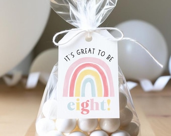 It&#39;s Great to be Eight Rainbow Printable Gift Tags, LDS Baptism Favors, Great to be 8, Baptism Decor, Baptism Gift, LDS Primary Gift Tag