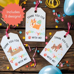 Puppy Birthday Party Gift Tags, Puppy Thank You Tags, Printable Dog Party Tags, Paw-ty Tags, Puppy Party Favor Gift Tags, Dog Birthday Party