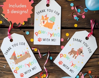 Cadeaukaartjes verjaardagsfeestje puppy: Paw-ty-bedankkaartjes (downloadbaar pdf-bestand)
