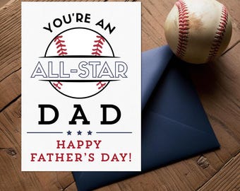 Printable Baseball Father's Day Card: All-Star Dad (PDF)
