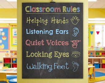 Classroom Rules Poster: Elementary, Preschool, Kindergarten (Instant Download)