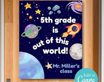 Editable Space Classroom Door Poster: Teacher Appreciation Decor (Digital Download)
